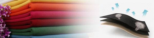 Vibrant stack of custom clothing fabrics in various colors, showcasing quality textiles for uniform manufacturing.