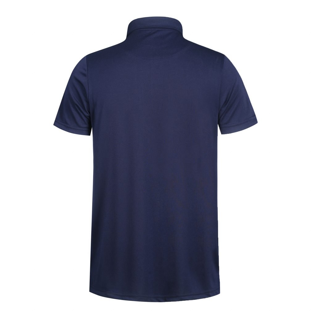 Plain navy short-sleeve polo shirt for corporate and office uniform programmes