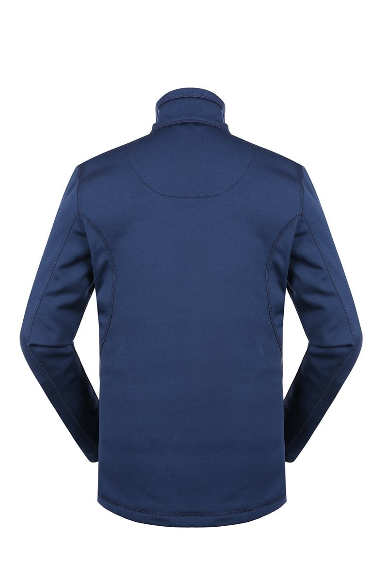Men’s navy blue insulated work jacket with high collar, perfect for industrial uniforms and custom corporate clothing. Durable, warm, and professional for work environments.