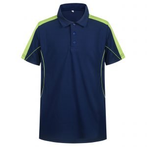 Polyester sports polo shirt with bright yellow accents and a classic collar for customizable workwear uniforms. Perfect for corporate, sports teams, or professional settings.