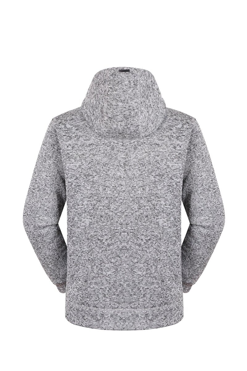 Soft grey knit hoodie with a textured pattern, ideal for custom uniforms and casual workwear, made by a leading China manufacturer.