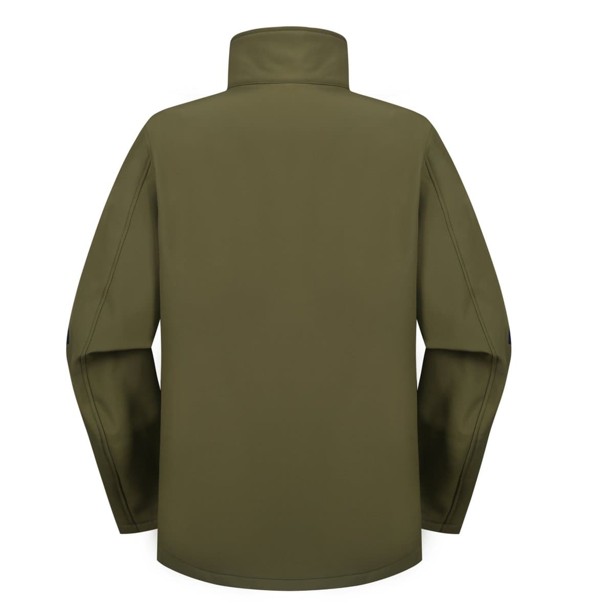 Durable olive green custom work jacket with high collar, designed for comfort and functional workwear uniforms for industrial and outdoor jobs.