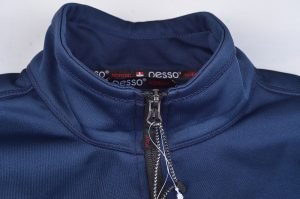 High-quality navy blue work jacket with a zipper closure, ideal for industrial and corporate uniforms, made by a leading Chinese manufacturer specializing in custom workwear.