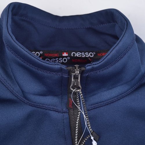 High-quality navy blue work jacket with a zipper closure, ideal for industrial and corporate uniforms, made by a leading Chinese manufacturer specializing in custom workwear.