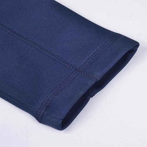 High-quality navy blue workwear fabric with durable stitching, perfect for custom uniforms and industrial clothing.