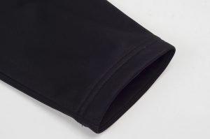 Black custom workwear fabric for uniforms and apparel manufacturing.