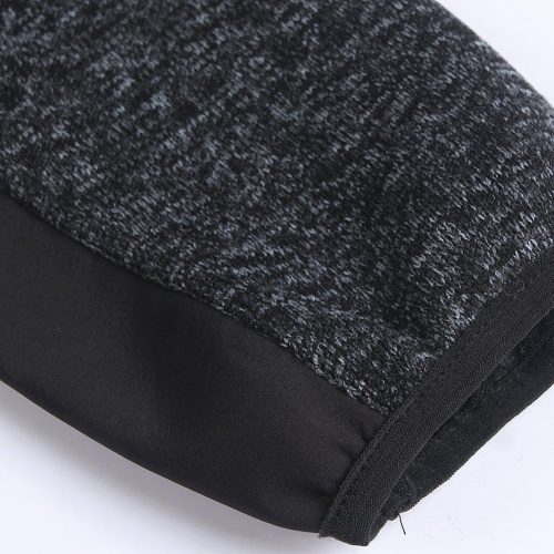 High-quality black and gray knit fabric sleeve with durable stitching, ideal for custom uniform clothing and workwear apparel manufacturing in China.