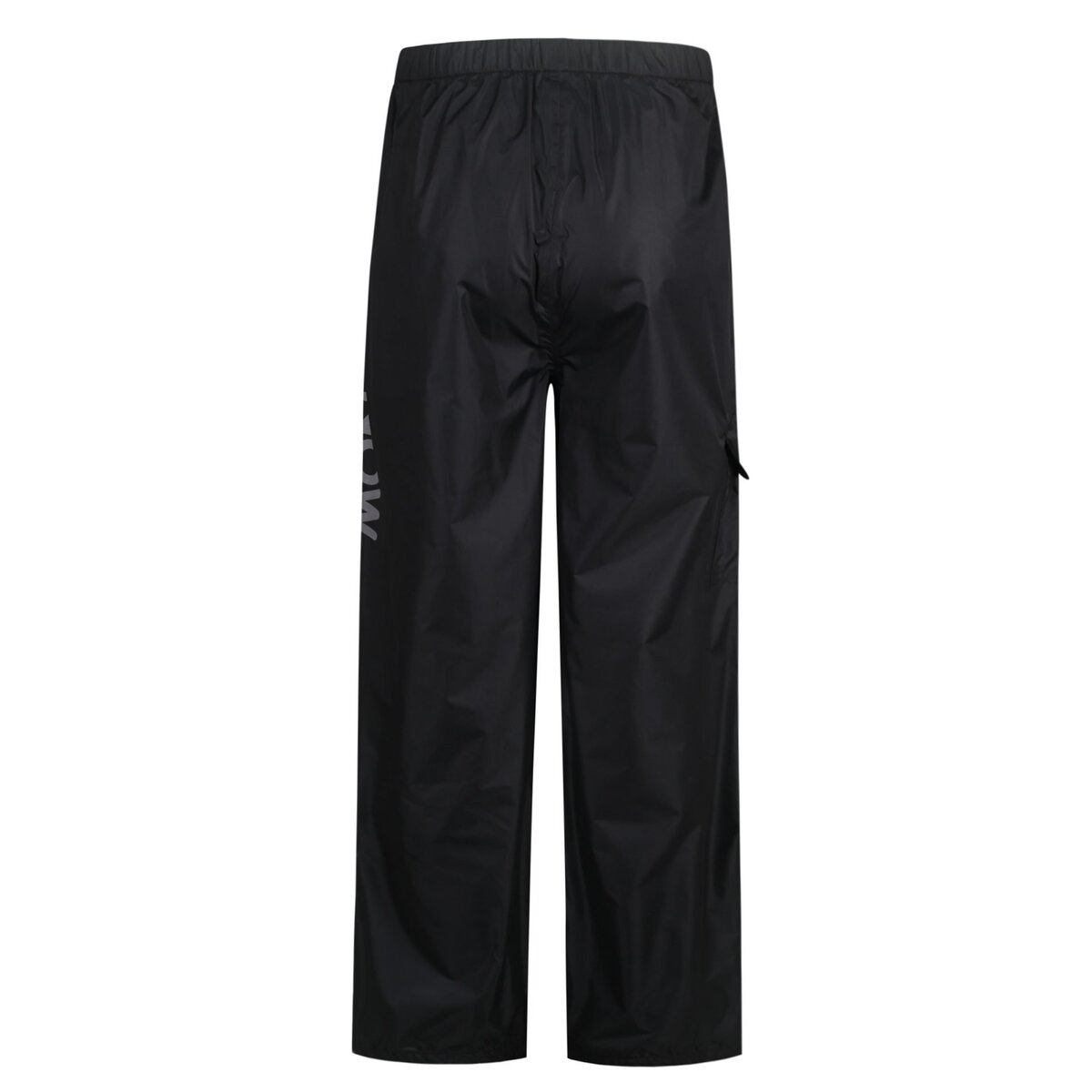 Water-resistant black work pants with elastic waistband, suitable for industrial and outdoor activities. Durable and comfortable for professional safety wear.
