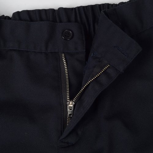 Black work uniform pants with zipper and button closure, tailored for industrial and professional use, available for custom branding and manufacturing in China.