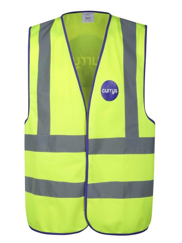 High-visibility reflective safety vest with customizable logo, perfect for construction, warehouse, and industrial workers to enhance safety and visibility on-site.