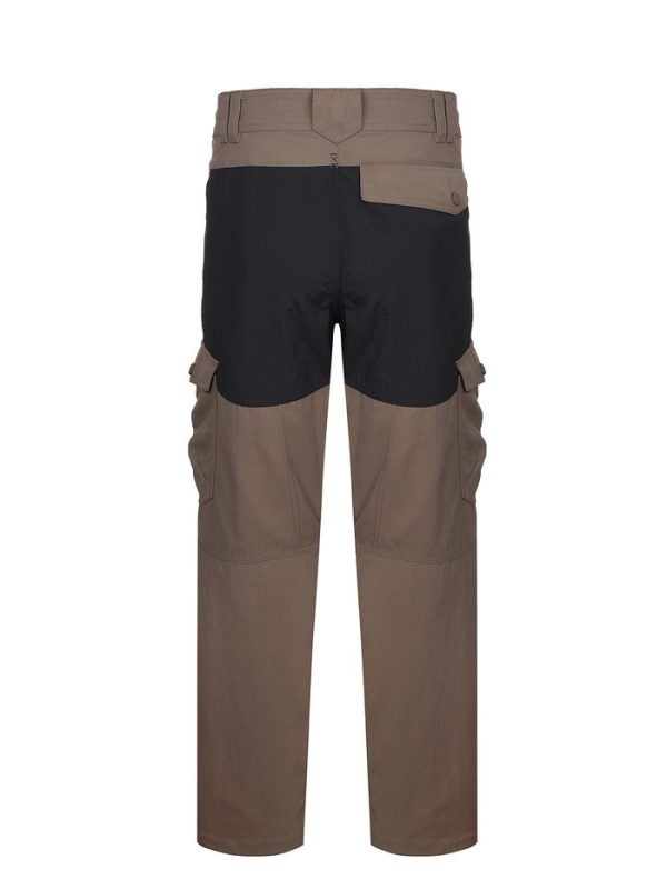 Workwear cargo pants with adjustable belt and multiple pockets for durability and functionality.