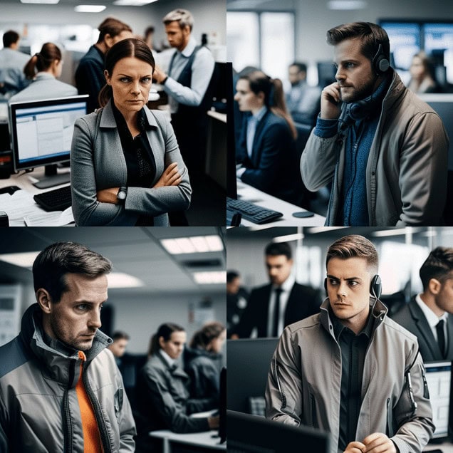 Women in business professional workwear at office building.