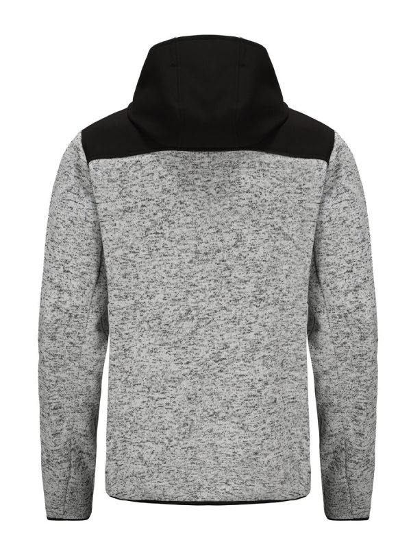 Advanced men's hoodie with a grey speckled pattern and black shoulder and hood accents, made from durable, comfortable fabric for casual or workwear styles.