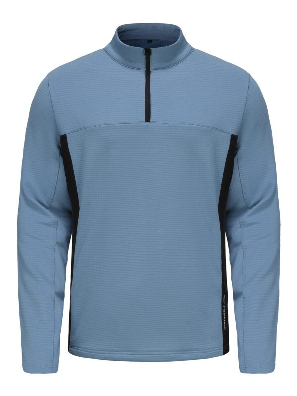 auto draft Chaqueta deportiva azul claro de alto rendimiento con cremallera y detalles negros, diseñada para ropa activa y actividades al aire libre. Tejido duradero y transpirable perfecto para uniformes personalizados y prendas promocionales.