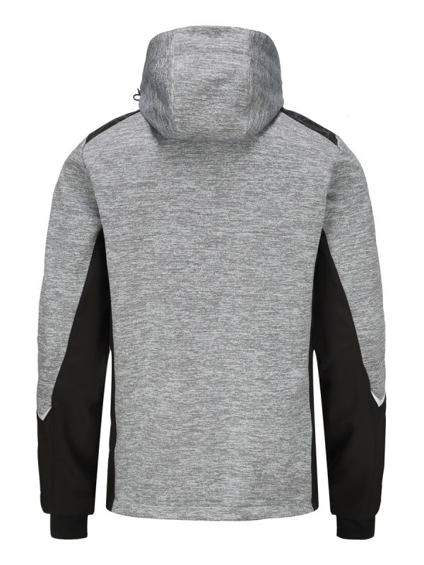 Comfortable grey and black custom jackets with a hood, perfect for workwear or sports activities, made by a reputable Chinese manufacturer. Designed for durability and style.