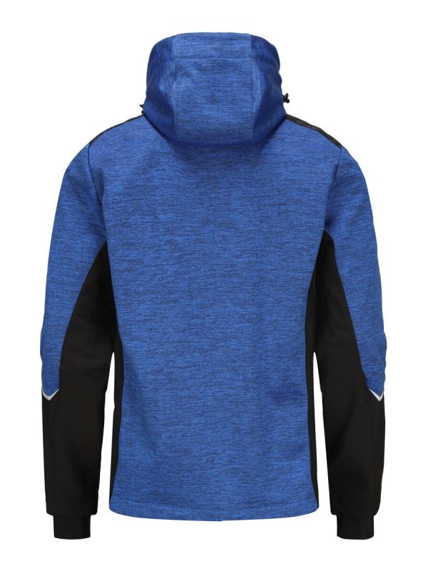 Polyester blend sports jacket with black accents and adjustable hood, designed for comfort and durability in workwear and sports activities. Perfect for custom uniforms.