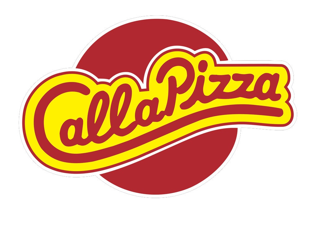 Cal-Italia pizza logo with red and yellow colors, featuring the brand name in a playful script style on a circular background.