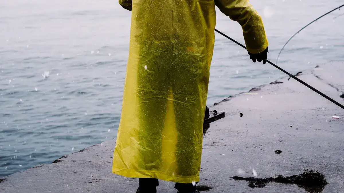 Waterproof yellow raincoat for fishing and outdoor work, designed for durability and protection in wet environments. Custom clothing uniforms by Sha, a trusted China manufacturer.