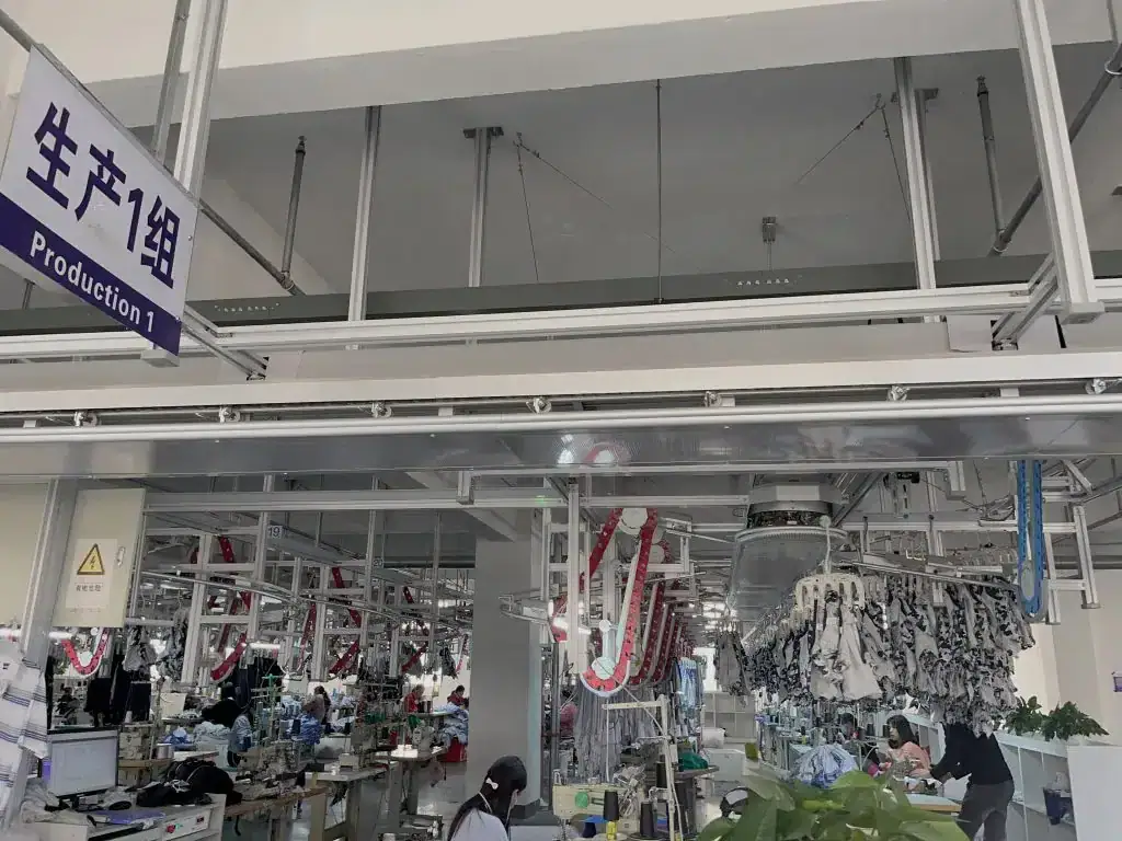 Industrial clothing manufacturing factory for custom uniforms in China.