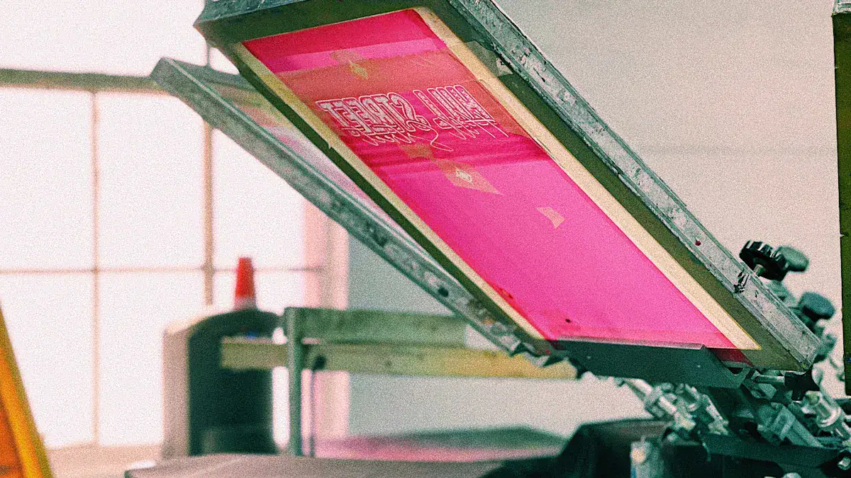 High-quality screen printing press used for custom clothing and uniform manufacturing in China. Perfect for producing personalized workwear and promotional apparel with precision and efficiency.