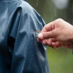 Waterproof workwear jacket in navy blue, designed for outdoor conditions, featuring water resistance and durability. Customizable uniforms available for various industries.