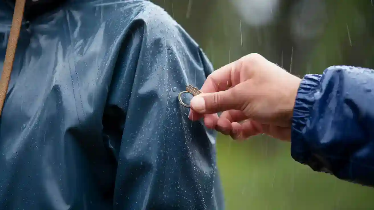 Waterproof workwear jacket in navy blue, designed for outdoor conditions, featuring water resistance and durability. Customizable uniforms available for various industries.