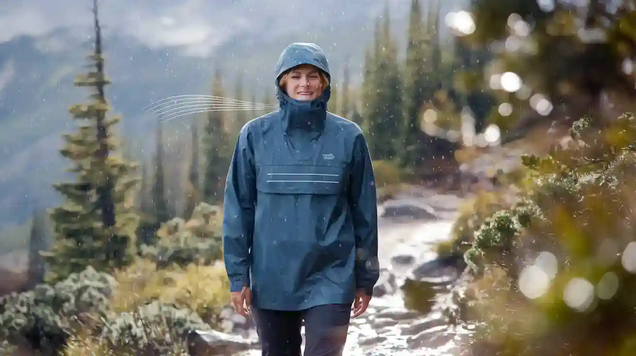 Waterproof outdoor rain jacket, lightweight and durable rainproof clothing for hiking and outdoor activities, designed for protection against rain and wind in rugged environments, perfect for outdoor enthusiasts and workers.