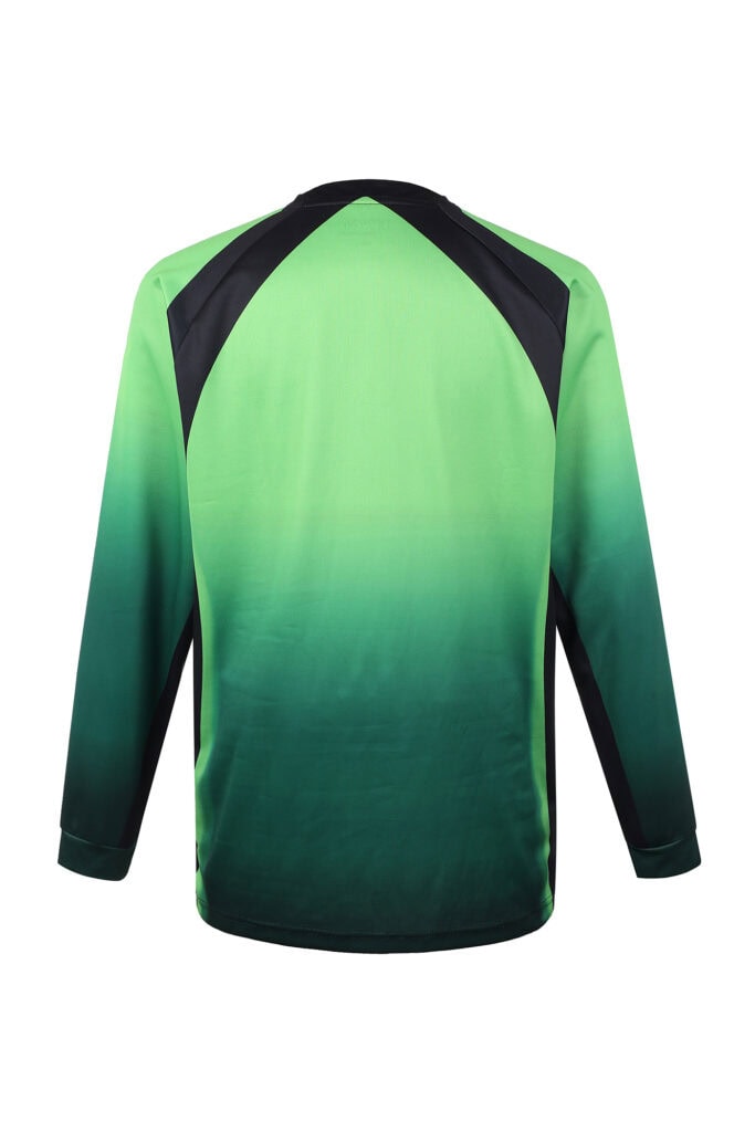 Green and black long-sleeve work shirt made for fuel station staff