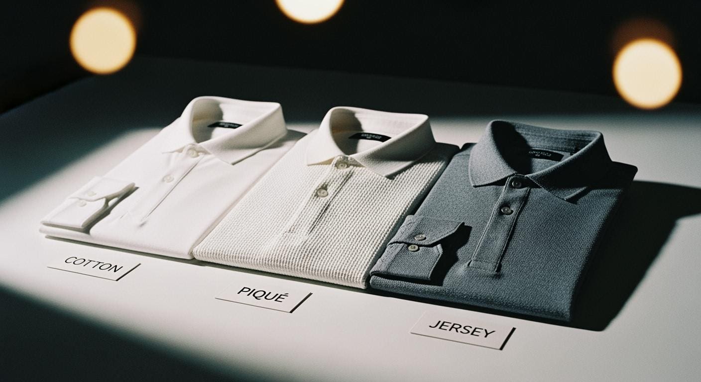 Elegant custom dress shirts in cotton, pique, and jersey fabrics displayed for fashion and corporate uniforms in China. High-quality manufacturing with customizable options for businesses.
