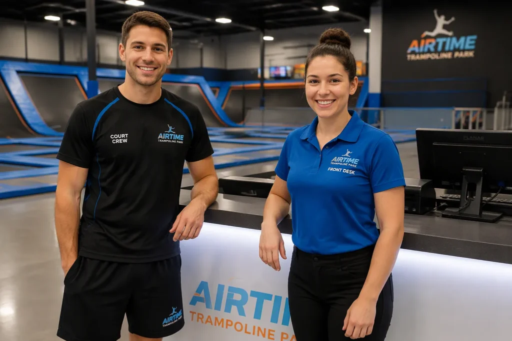 Trampoline Park Staff Uniform OEM China | Court Crew & Front Desk Workwear