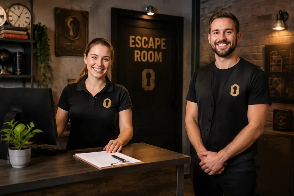 Escape Room Staff Uniform OEM China | Branded Front Desk & Game Master Workwear