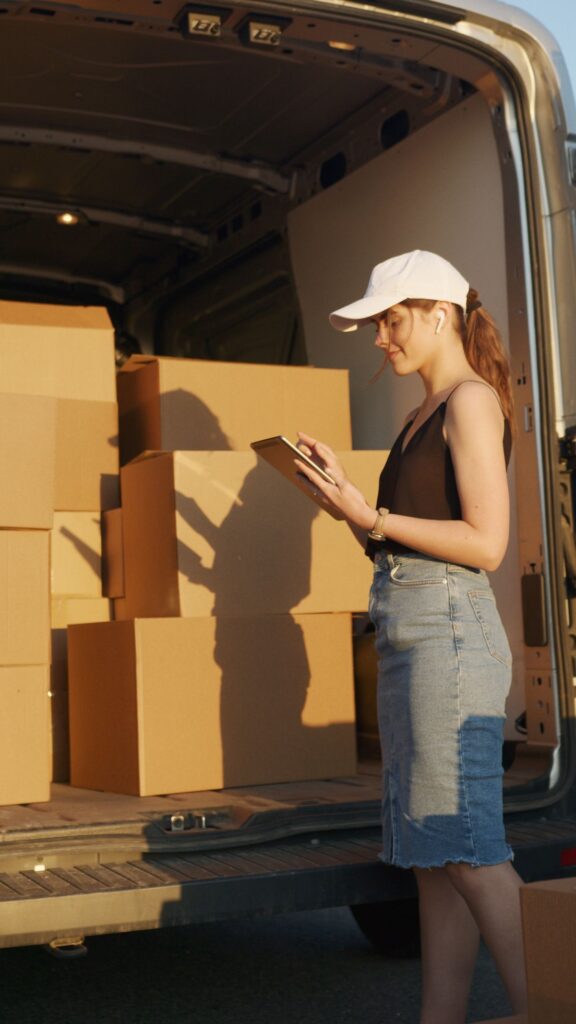 Adult collection crew member handling waste containers